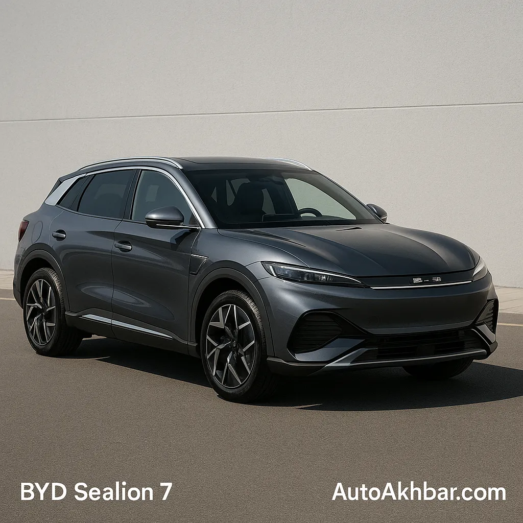 Top 4 BYD Electric Cars to Buy in 2025: BYD Lion 7 premium EV SUV with watermark AutoAkhbar.com