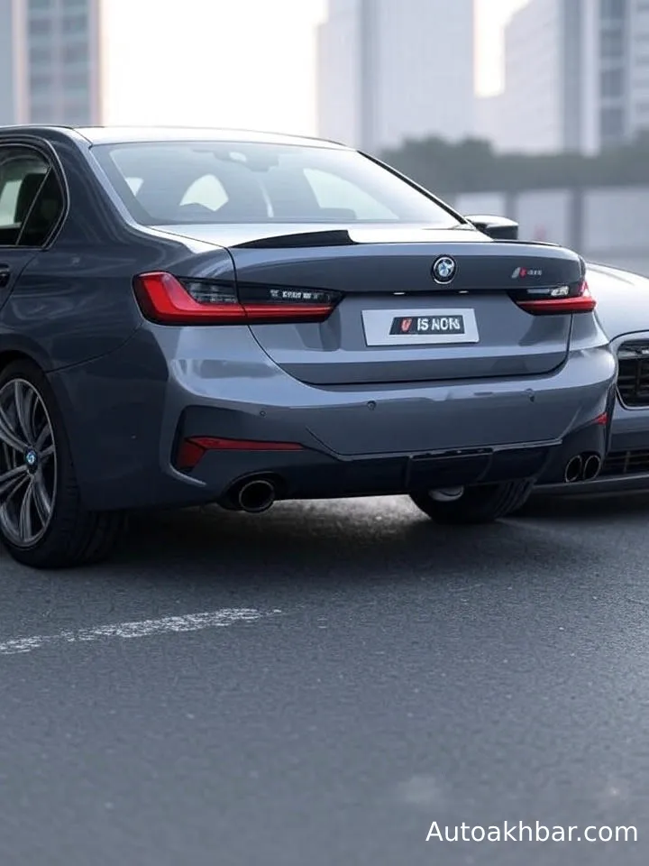 BMW M340i 2025 Review Rear view of BMW M340i 2025 showcasing twin exhausts and diffuser – autoakhbar.com