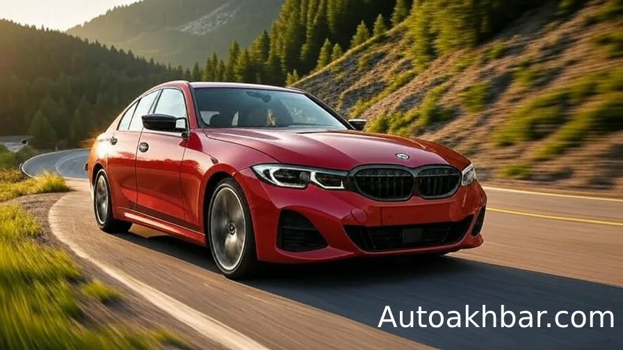 BMW M340i 2025 in motion on twisty mountain road – autoakhbar.com