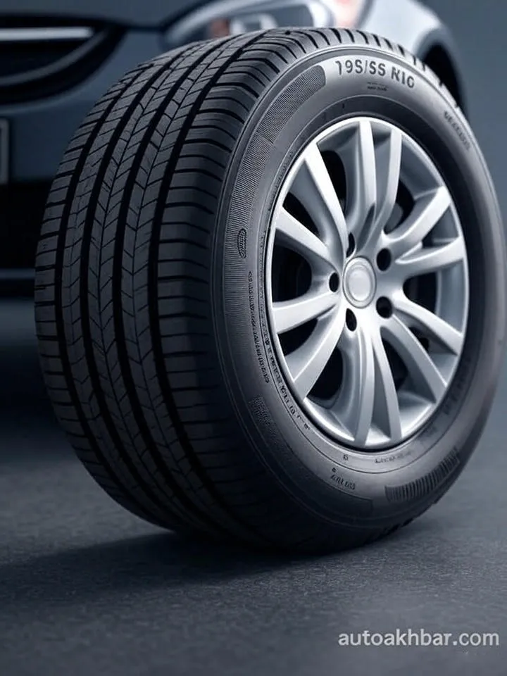 How To Choose Best Tyre ; Close-up of car tyre size marking for correct tyre selection and up-sizing.