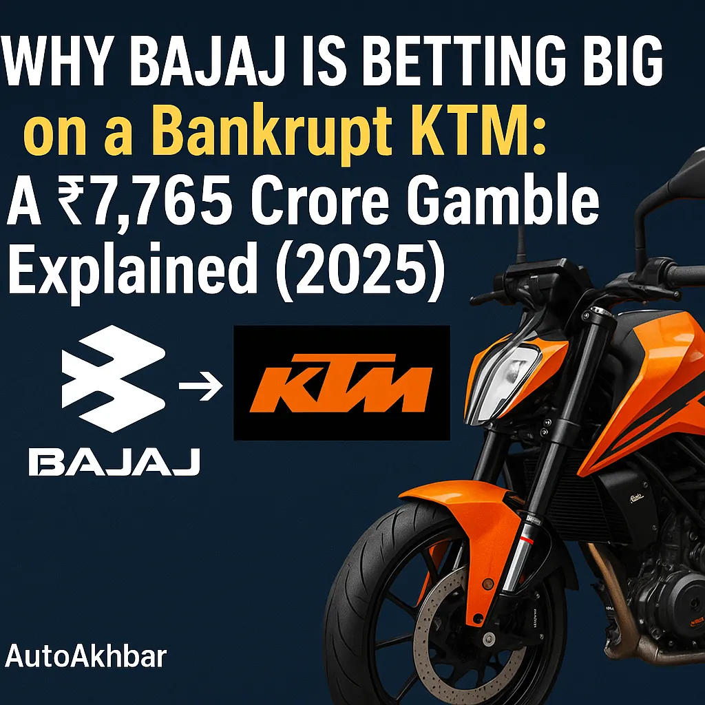 Bajaj dominating KTM in Indian motorcycle market – AutoAkhbar news-style graphic