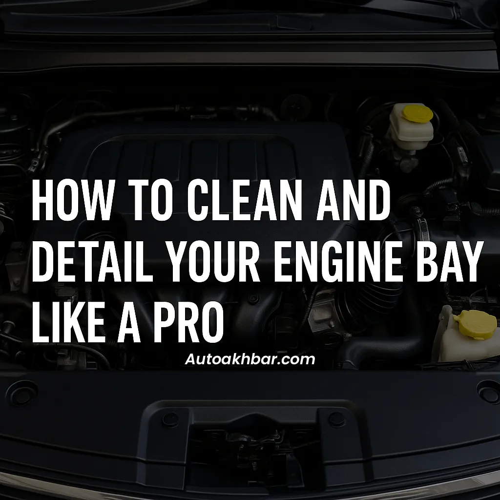 How to Clean and Detail Your Car's Engine Bay Safely : Close-up of a clean car engine bay with text overlay: How to clean and detail your engine bay like a pro – AutoAkhbar.com