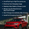 Red electric car parked at a charging station, representing EV battery health.