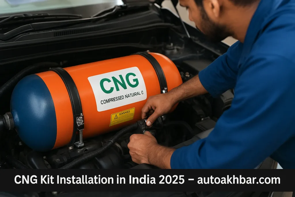 Mechanic installing CNG kit in a petrol car boot in India 2025 : Common Problems After CNG Kit Installation