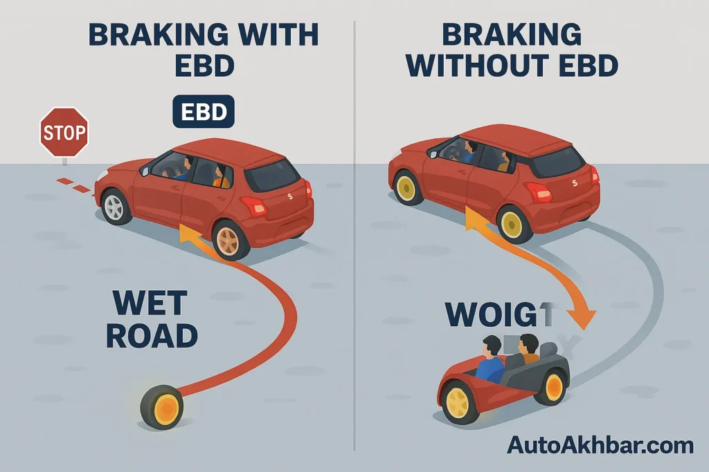 EBD adjusting brakeforce based on rear passenger weight