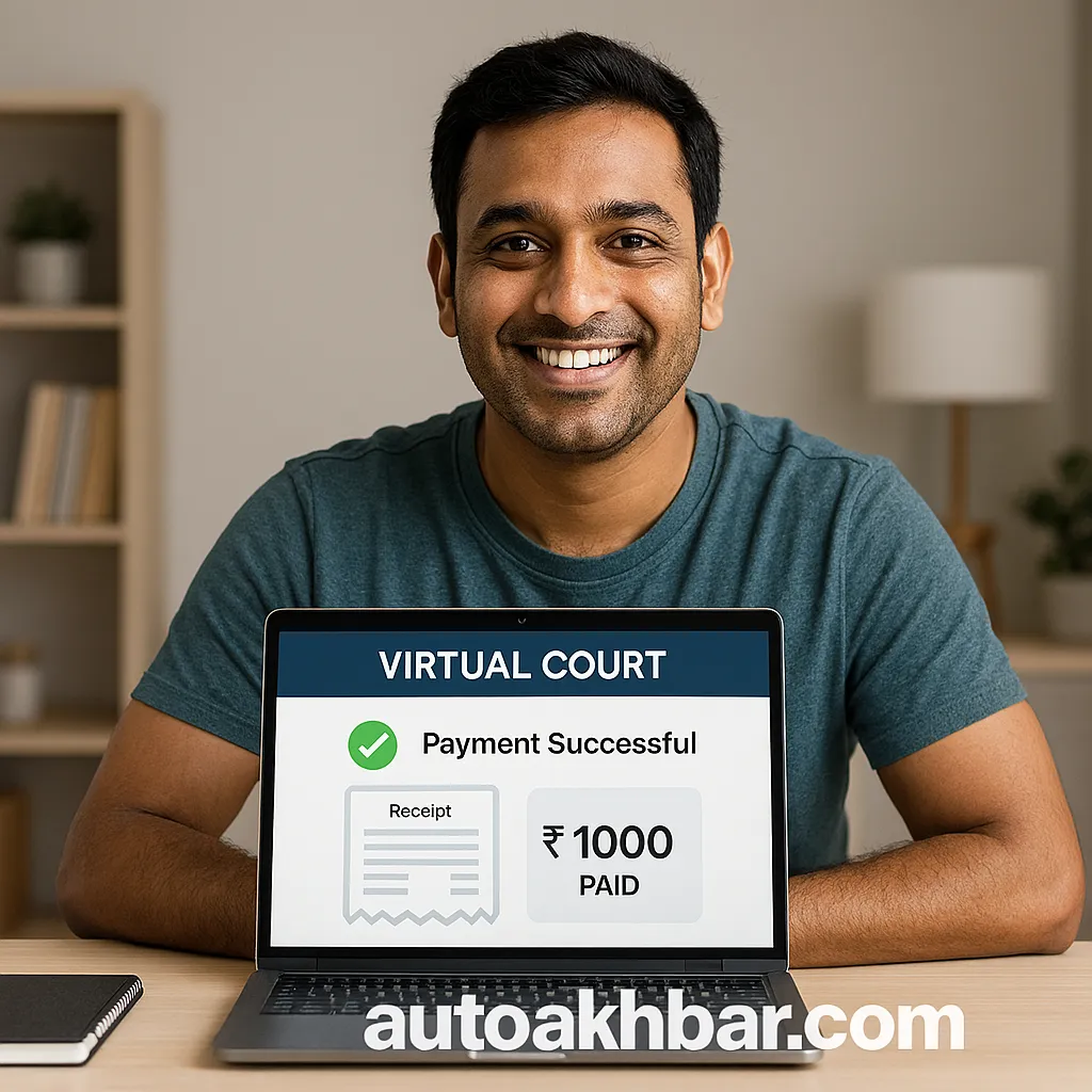 Pay Traffic Challan Online 2025 : Man paying traffic challan online using Virtual Court portal in 2025