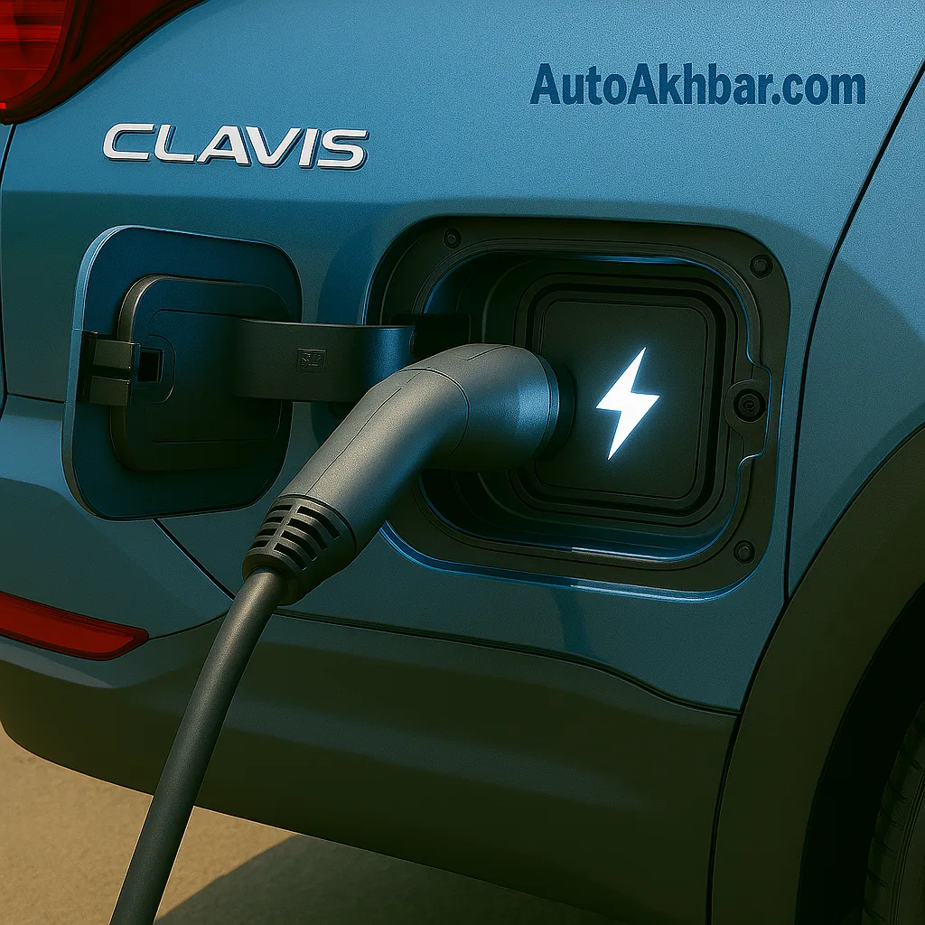 Kia Clavis EV charging port with CCS2 connector – autoakhbar.com