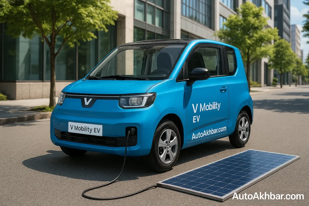 V Mobility Solar EV Car Front Side View – AutoAkhbar.com