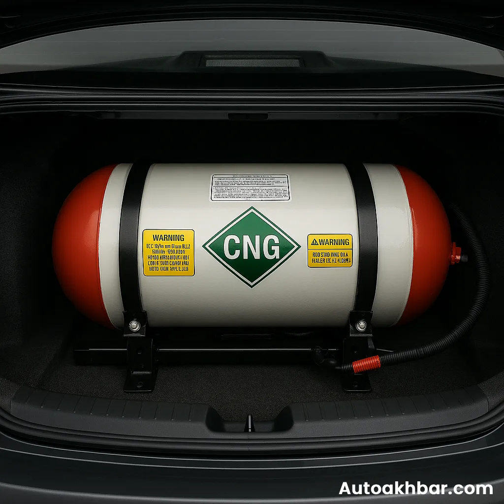 Technician connecting CNG pipes and valves during car CNG kit fitting