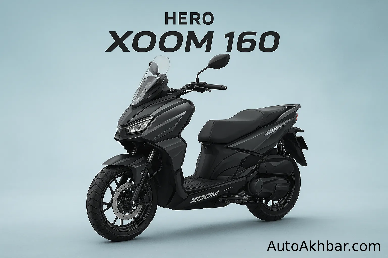Hero Xoom 160 adventure scooter front three-quarter view in black with sporty design