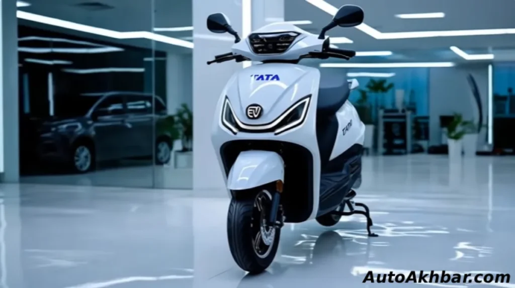 2025 Tata EV Hybrid Scooter White Premium Design