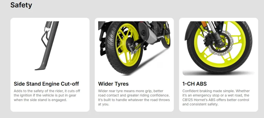 Honda CB 125 Hornet 2025 in Lemon Ice Yellow color with sporty design and gold USD forks