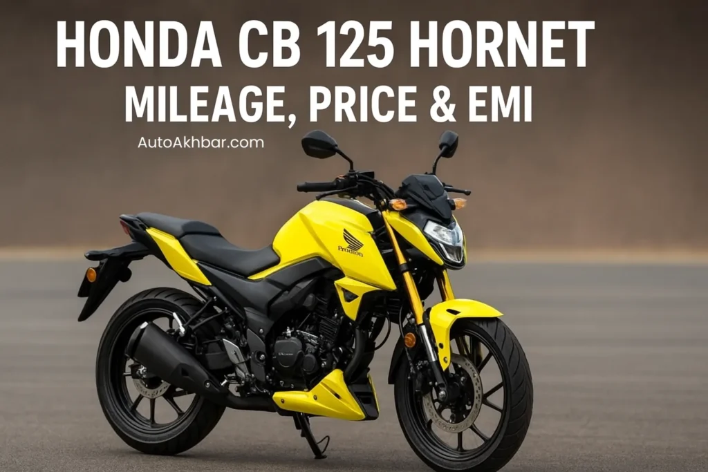 Honda CB 125 Hornet 2025 in Lemon Ice Yellow color with sporty design and gold USD forks