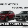 Maruti Victoris vs Grand Vitara Hybrid 2025 comparison image with both SUVs side by side – autoakhbar.com