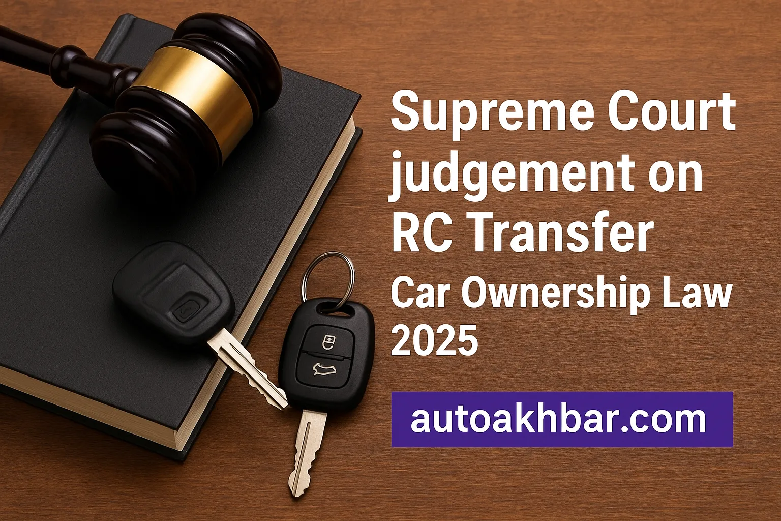Gavel with RC transfer document representing vehicle ownership transfer in India – autoakhbar.com