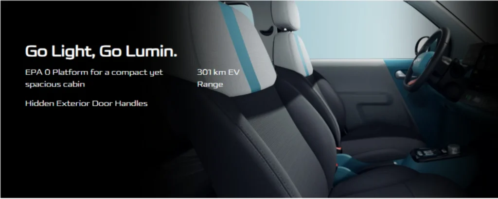 Changan Lumin EV 2025 in mint green color parked outdoors