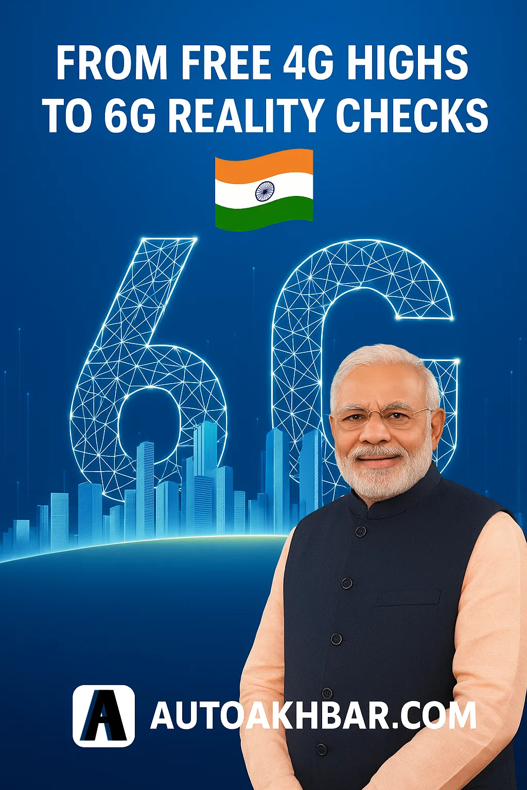 Indian Prime Minister Modi with 6G india digital network background and Indian flag – AutoAkhbar.com featured image