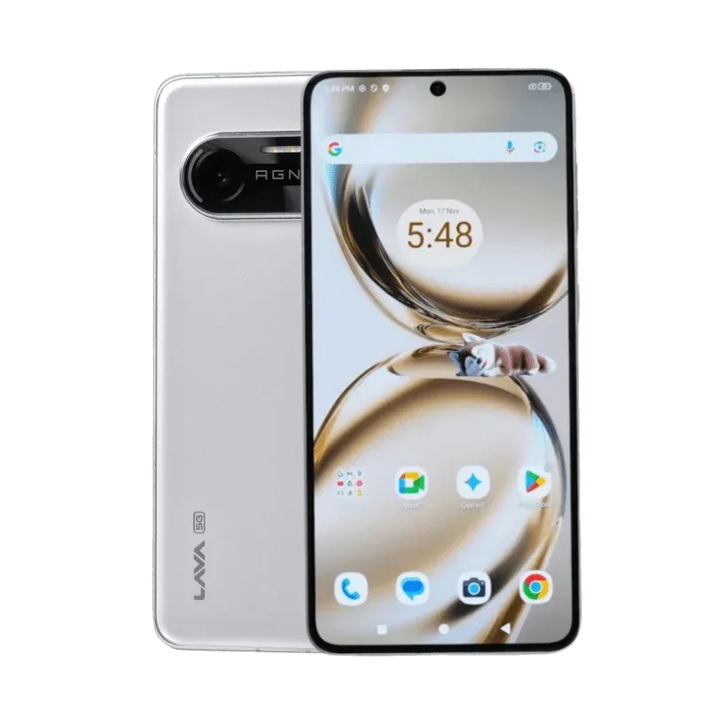 LAVA Agni 4 smartphone front and back view with AutoAkhbar.com branding for review