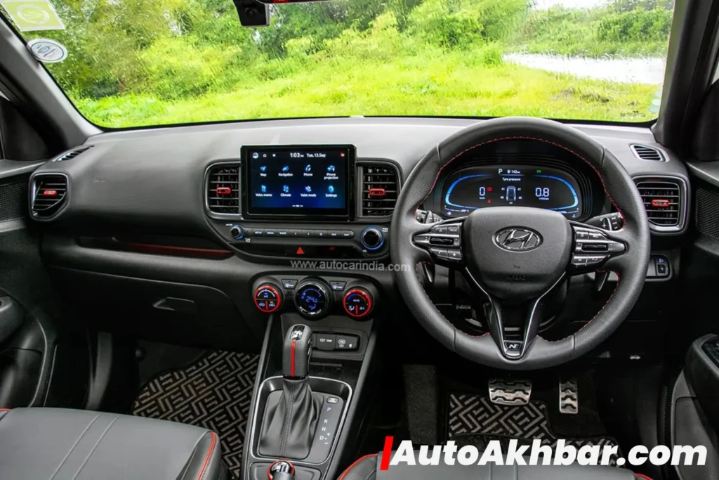 Interior comparison of Hyundai Venue N Line vs old Venue dashboard