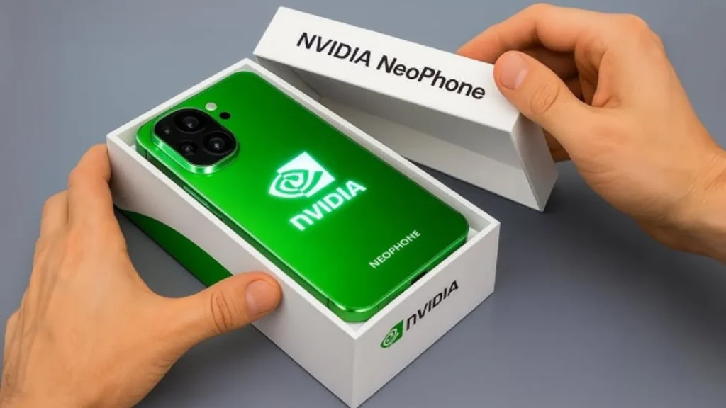 Digital featured image showcasing Nvidia NeoPhone AI superphone concept with AutoAkhbar.com branding
