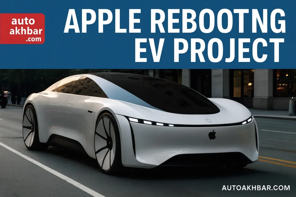 Futuristic Apple Car Driving on City Street – AutoAkhbar