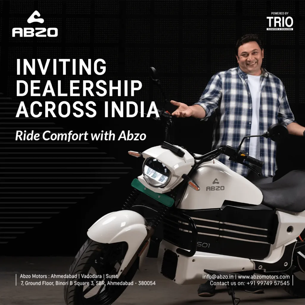 Abzo EV Cruiser Bike being ridden on an Indian road, India’s affordable electric cruiser motorcycle