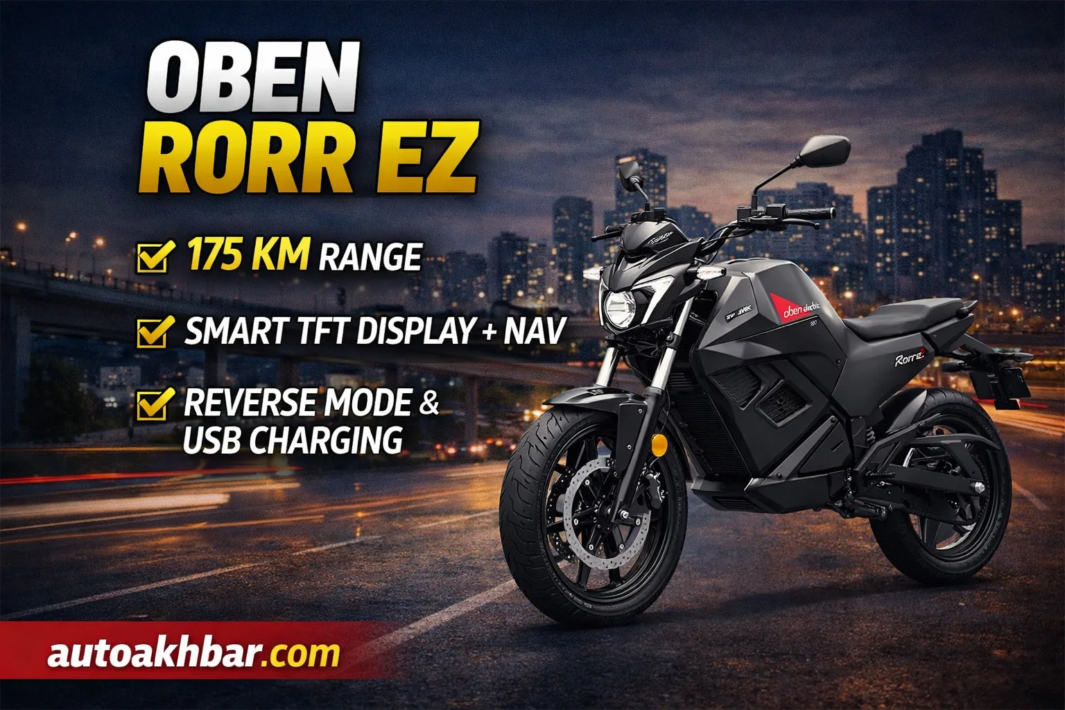 Oben Rorr EZ electric bike with smart features in Indian city environment