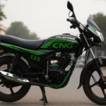 Bajaj Platina CNG bike with green CNG sticker