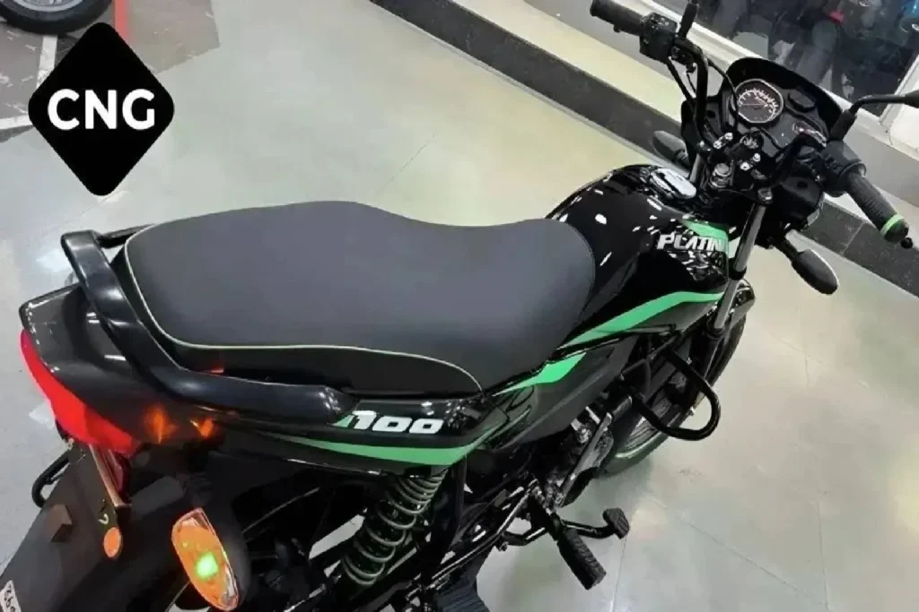 Bajaj Platina CNG bike with green CNG sticker