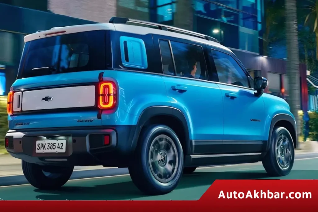 Chevrolet Spark EV 2025 electric SUV in blue color parked in a modern urban location with updated front design – AutoAkhbar featured image