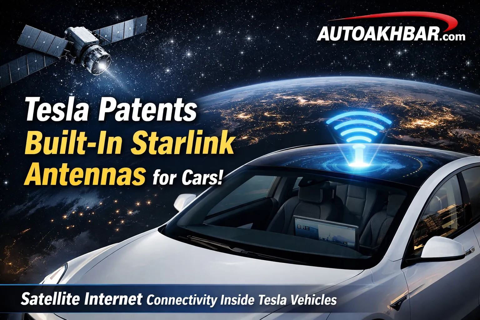 Tesla files patent to integrate Starlink-style satellite antennas inside cars for satellite internet connectivity