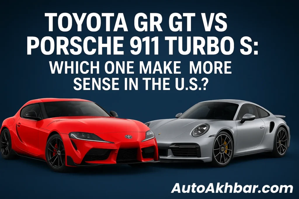 Toyota GR GT vs Porsche 911 Turbo S comparison graphic for U.S. market news