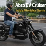 Abzo EV Cruiser Bike being ridden on an Indian road, India’s affordable electric cruiser motorcycle