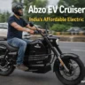 Abzo EV Cruiser Bike being ridden on an Indian road, India’s affordable electric cruiser motorcycle