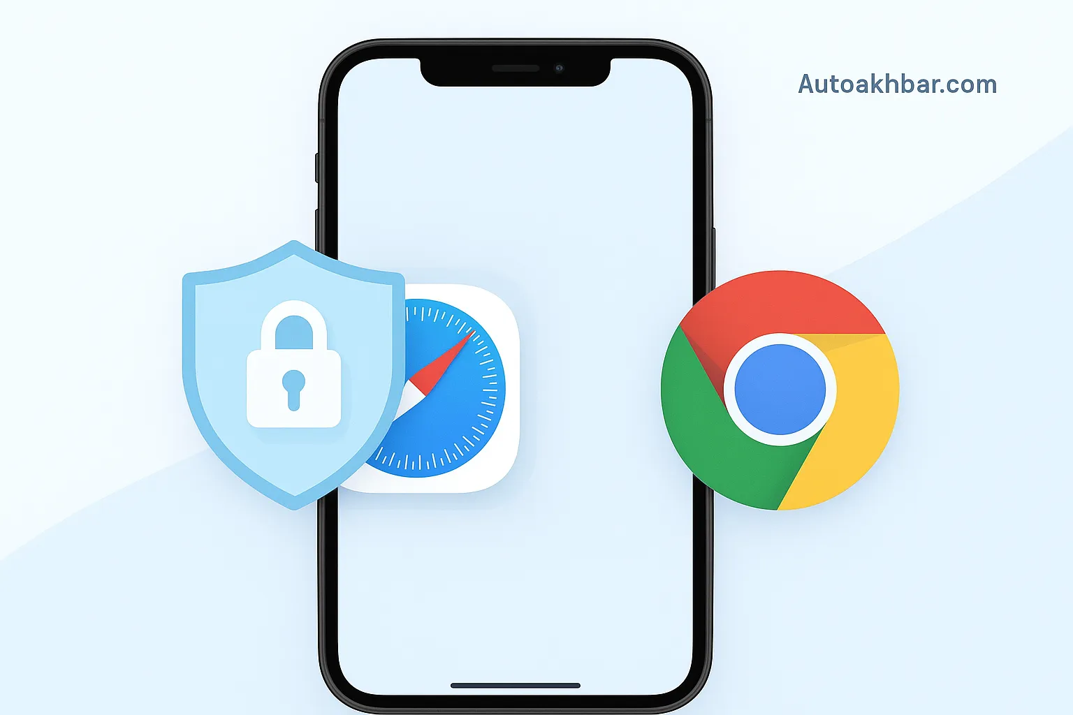 iPhone showing Safari and Chrome with Safari highlighted for better privacy protections – Autoakhbar.com