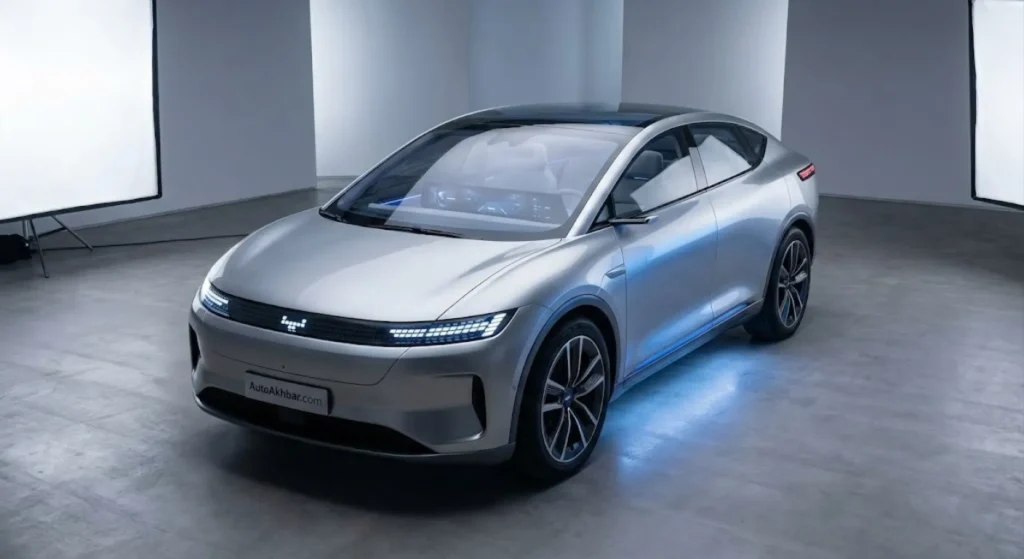 Samsung S Auto1 futuristic EV concept render with AutoAkhbar branding