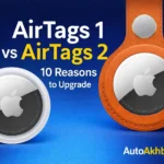 AirTags 1 vs AirTags 2 comparison showing design and key differences with Apple tracking devices