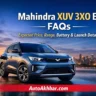 Mahindra XUV 3XO EV FAQs explaining expected price, driving range, battery capacity, launch details, and electric SUV features in India