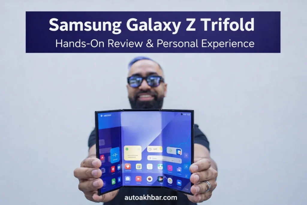 Samsung Galaxy Z Trifold hands-on review showing the trifold display with real user experience
