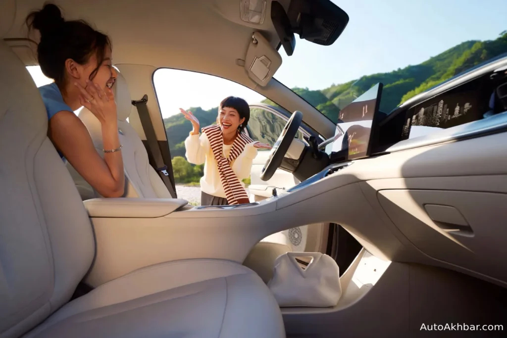 Geely EX2 electric car showcased with professionals, highlighting real-world range and design