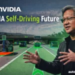 Nvidia autonomous vehicle using AI perception and self-driving technology on city roads