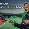 Nvidia autonomous vehicle using AI perception and self-driving technology on city roads