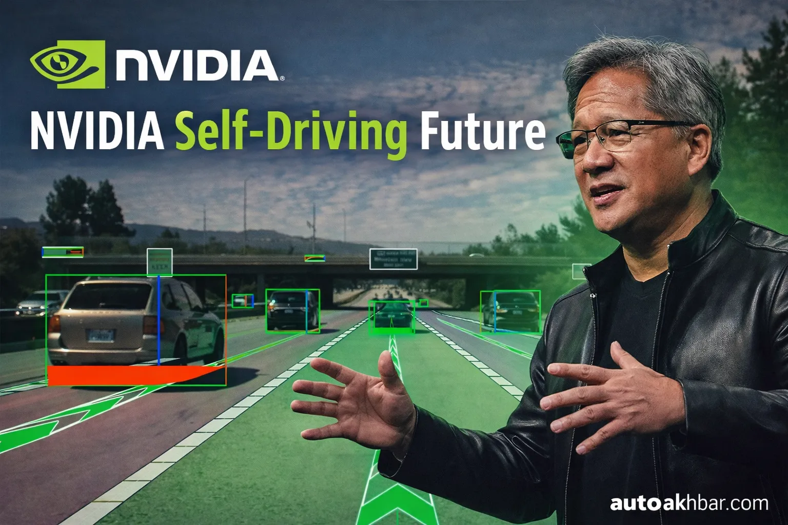 Nvidia autonomous vehicle using AI perception and self-driving technology on city roads