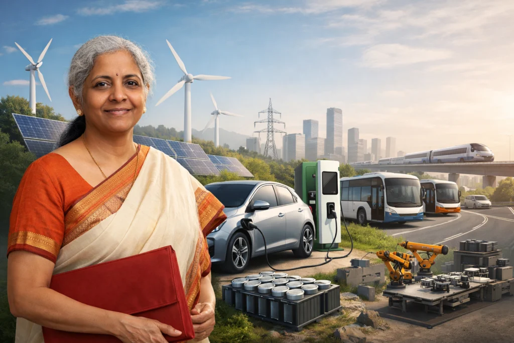 Illustration showing capital expenditure creating demand across infrastructure and auto sector in Budget 2026–27