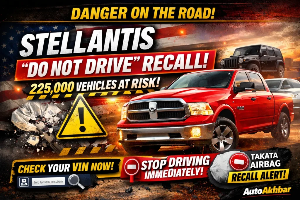 Stellantis Do Not Drive recall warning for 225,000 U.S. vehicles over defective Takata airbags
