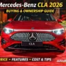 Mercedes-Benz CLA 2026 electric luxury sedan front design featured image with AutoAkhbar buying and ownership guide branding