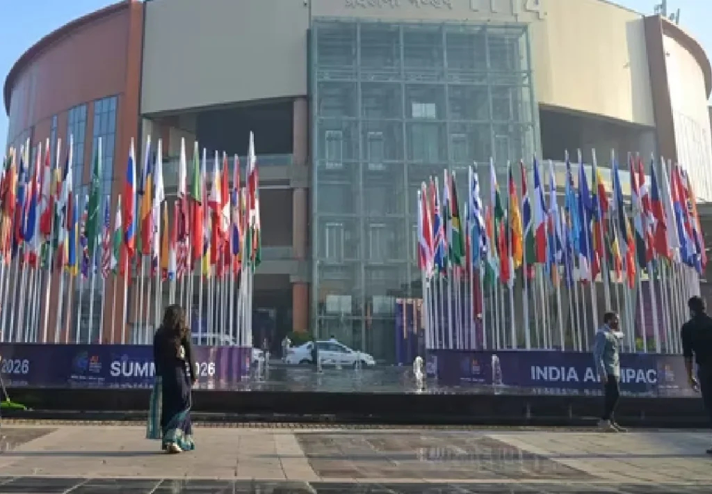 AI Summit 2026 at Bharat Mandapam New Delhi featuring PM Modi speech at India AI Impact Summit 2026