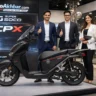 Super Soco CPX electric scooter launch event in India with professional team AutoAkhbar branding