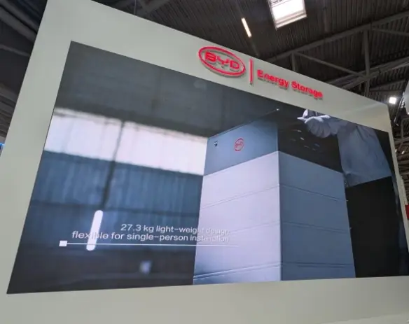 BYD Battery-Box HVB high-voltage solar battery with technology background and branding showing premium solar battery or overpriced reality