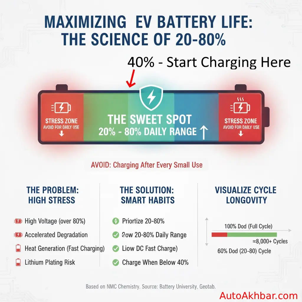 EDF Rule : EV battery charging showing 80 percent rule for better battery life and performance